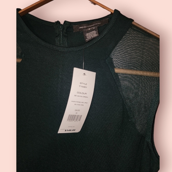 French Connection Viven Paneled Dress Mesh Sheath Bodycon FCUK Midi 6 Office Nwt - Picture 2 of 3